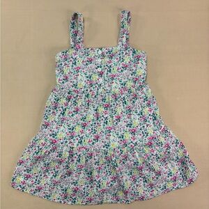 GAP Kids White and Pink Floral Print Sleeveless Cotton Girls Dress Size Small
